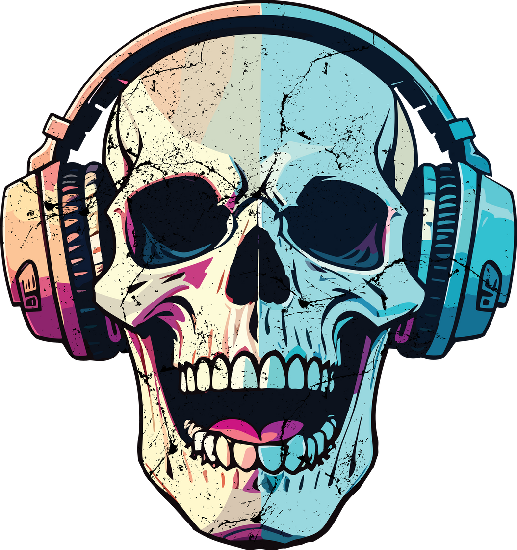 Skull with headphones