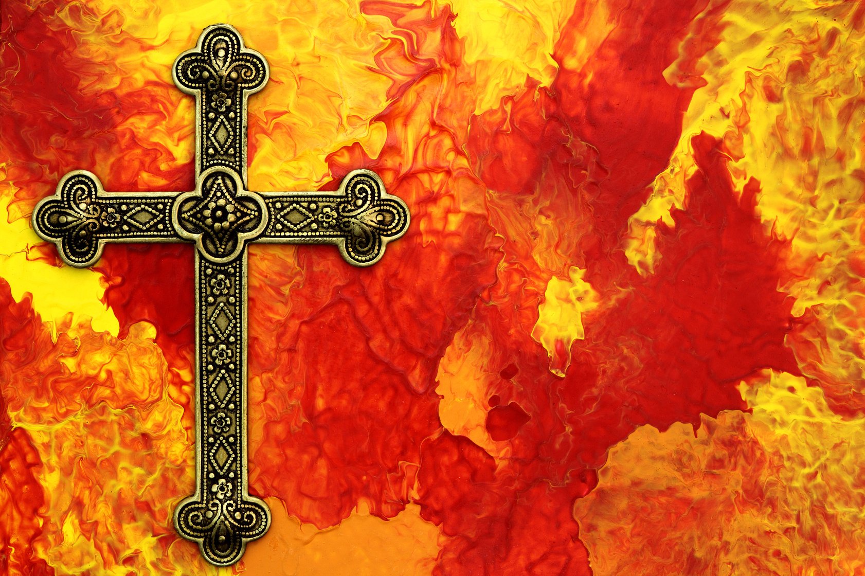 Ornate Cross on Painted Background